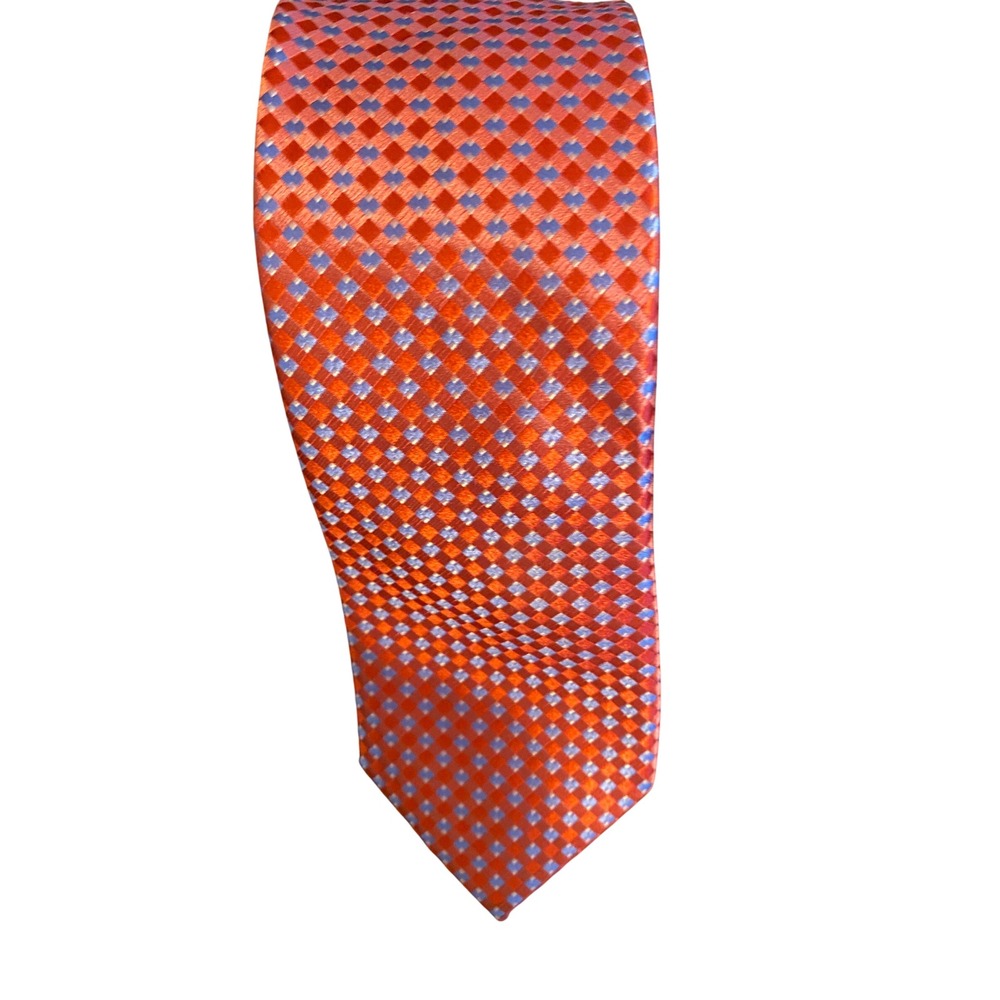 Michael Kors‎ Mens Orange Blue Geometric Silk Necktie Formal Business Tie